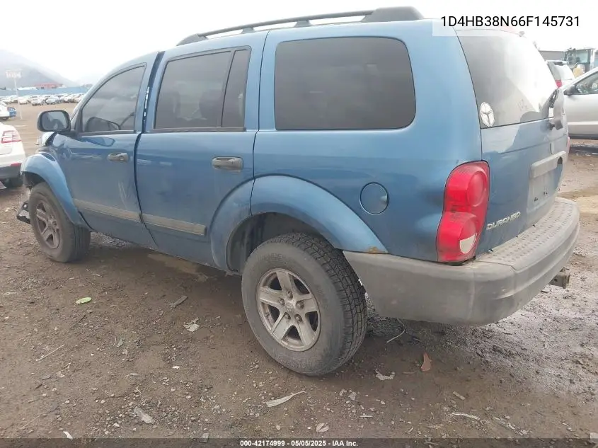 2006 Dodge Durango Sxt VIN: 1D4HB38N66F145731 Lot: 42174999