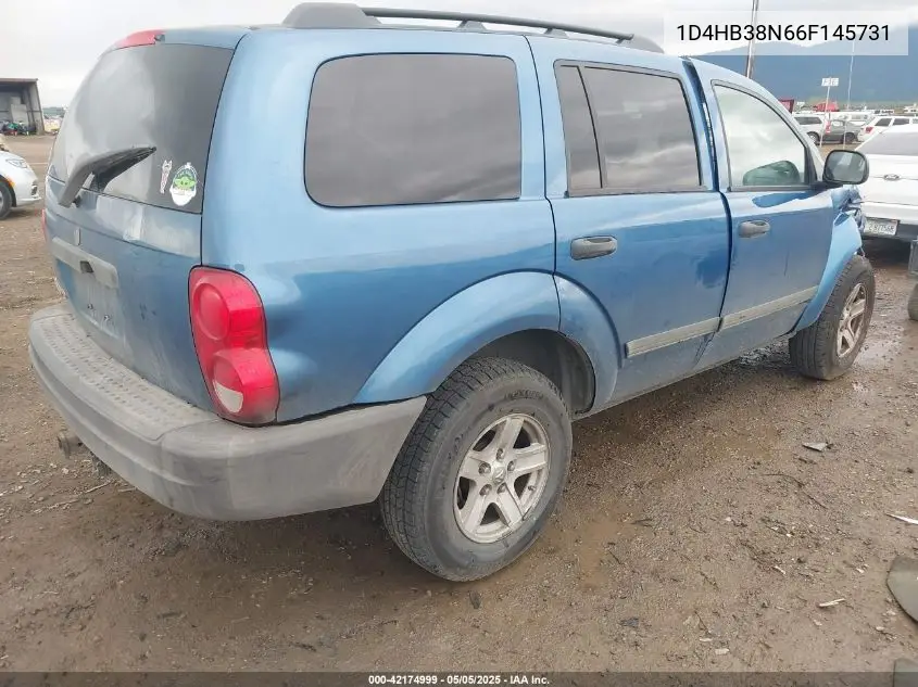 2006 Dodge Durango Sxt VIN: 1D4HB38N66F145731 Lot: 42174999