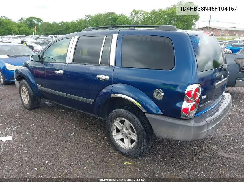 2006 Dodge Durango Sxt VIN: 1D4HB38N46F104157 Lot: 42196658