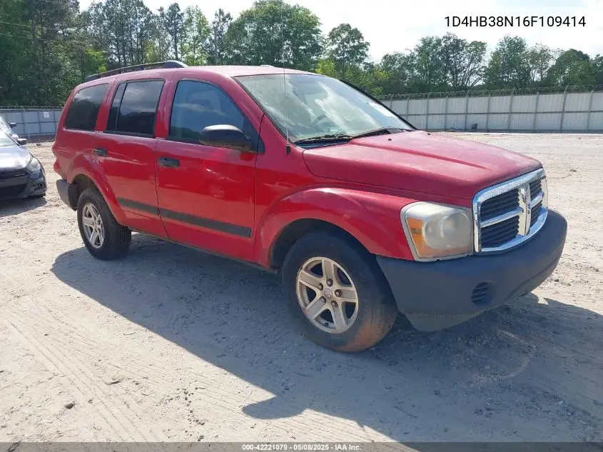 2006 Dodge Durango Sxt VIN: 1D4HB38N16F109414 Lot: 42221079