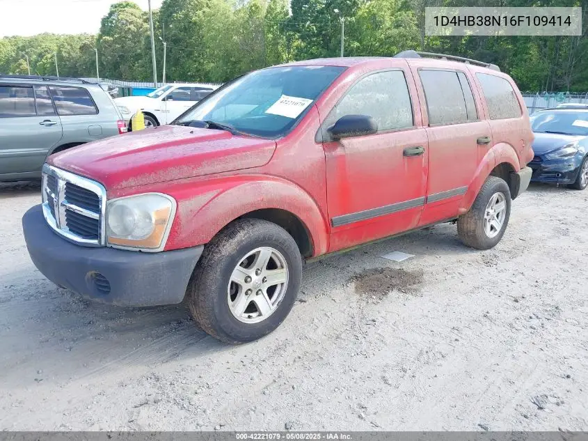 2006 Dodge Durango Sxt VIN: 1D4HB38N16F109414 Lot: 42221079