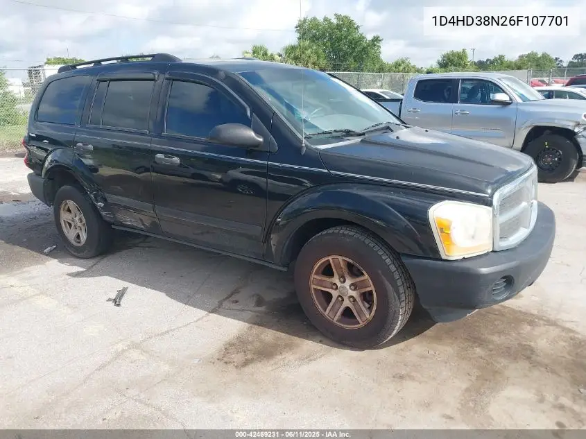2006 Dodge Durango Sxt VIN: 1D4HD38N26F107701 Lot: 42469231