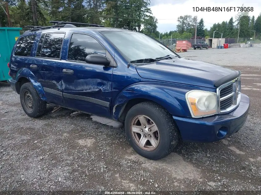 2006 Dodge Durango Slt VIN: 1D4HB48N16F178058 Lot: 42504058