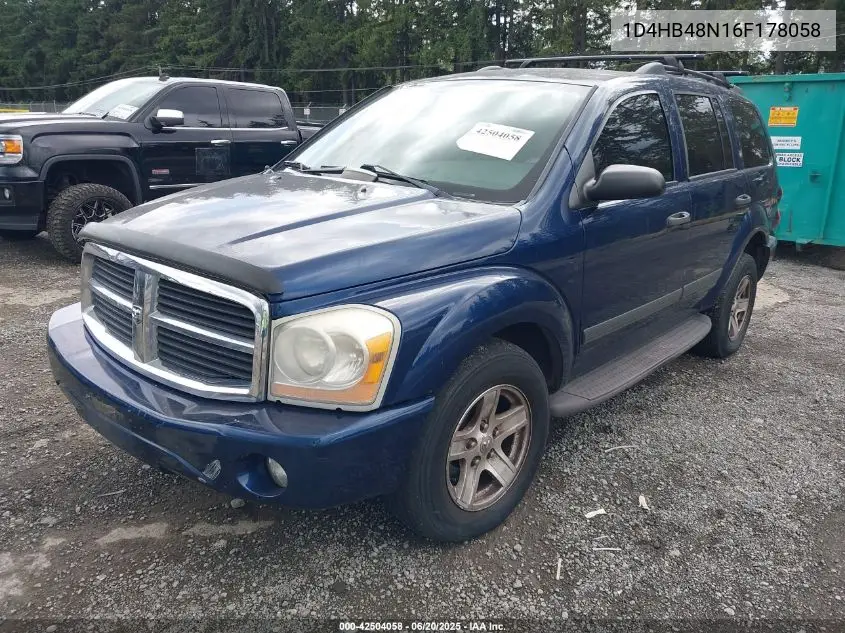 2006 Dodge Durango Slt VIN: 1D4HB48N16F178058 Lot: 42504058