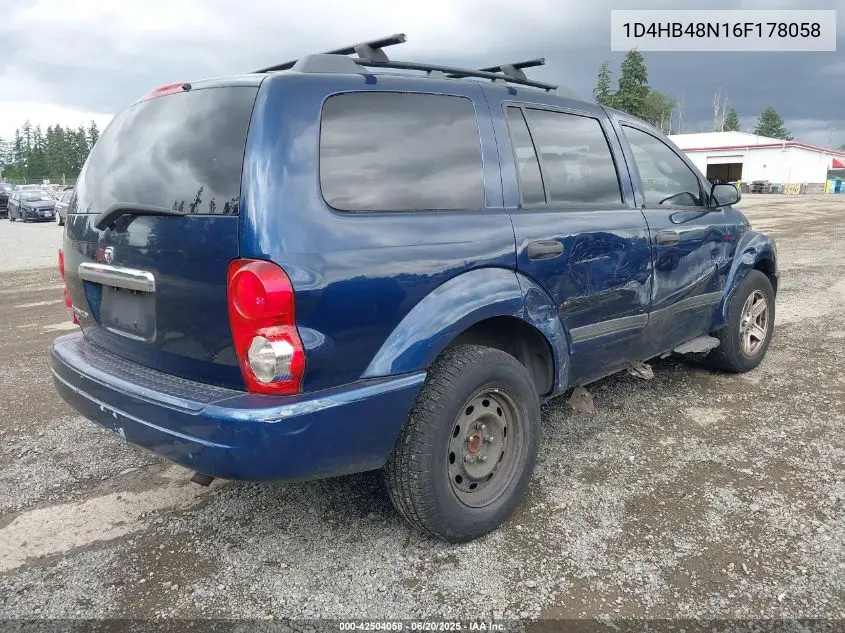 2006 Dodge Durango Slt VIN: 1D4HB48N16F178058 Lot: 42504058