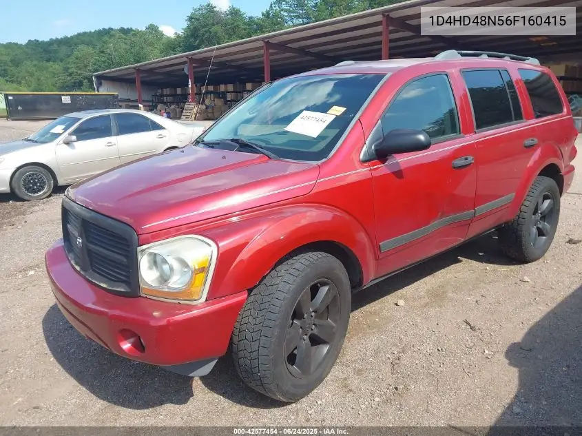 2006 Dodge Durango Slt VIN: 1D4HD48N56F160415 Lot: 42577454