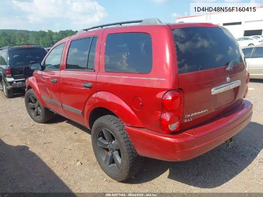 2006 Dodge Durango Slt VIN: 1D4HD48N56F160415 Lot: 42577454
