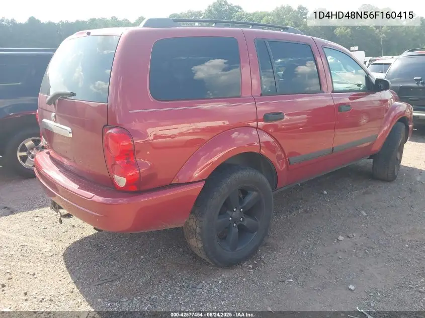 2006 Dodge Durango Slt VIN: 1D4HD48N56F160415 Lot: 42577454