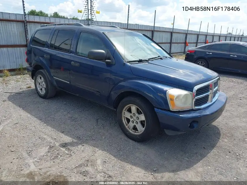 2006 Dodge Durango Limited VIN: 1D4HB58N16F178406 Lot: 42580802