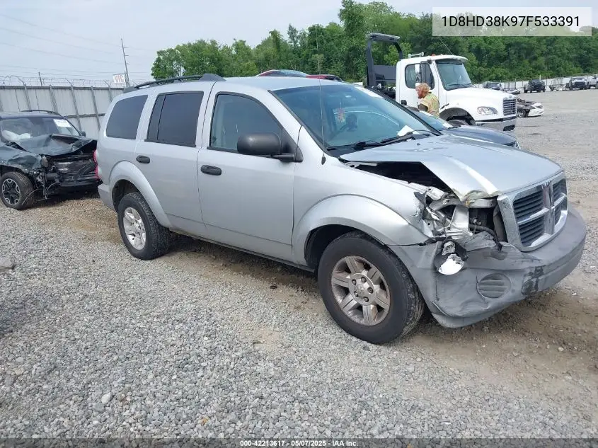 2007 Dodge Durango Sxt VIN: 1D8HD38K97F533391 Lot: 42213617