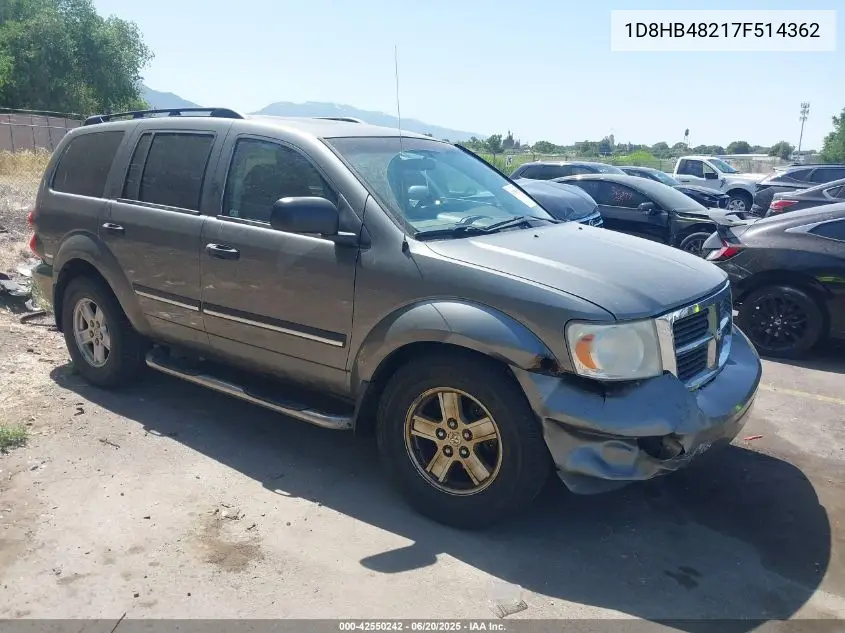 2007 Dodge Durango Slt VIN: 1D8HB48217F514362 Lot: 42550242