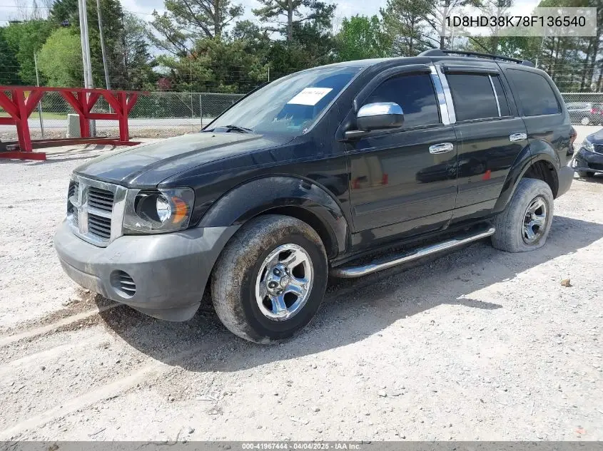 2008 Dodge Durango Sxt VIN: 1D8HD38K78F136540 Lot: 41967444