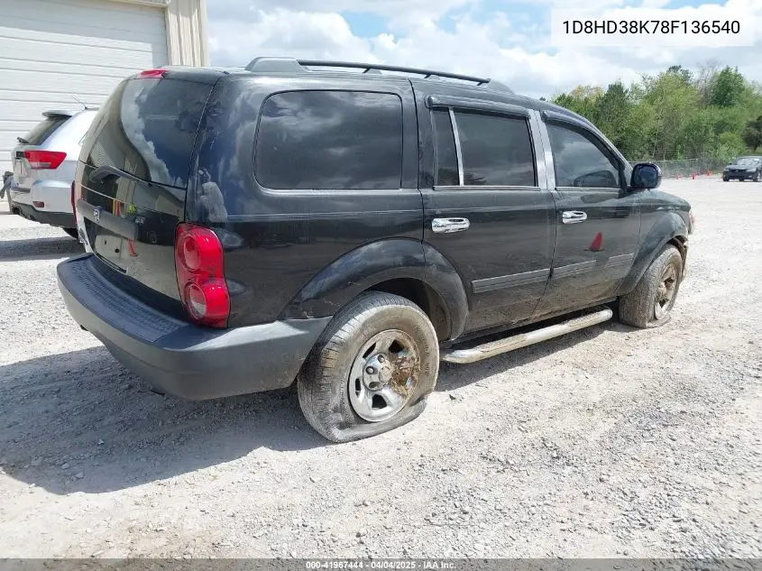 2008 Dodge Durango Sxt VIN: 1D8HD38K78F136540 Lot: 41967444
