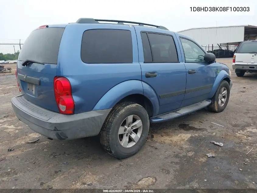 2008 Dodge Durango Sxt VIN: 1D8HD38K08F100303 Lot: 42220257