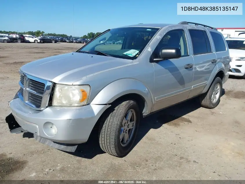 2008 Dodge Durango Le VIN: 1D8HD48K385135147 Lot: 42512941