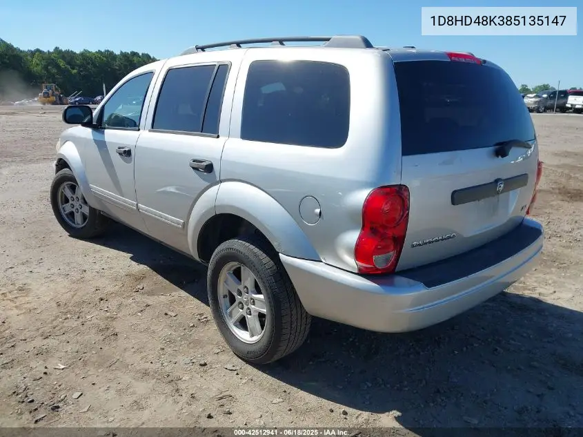 2008 Dodge Durango Le VIN: 1D8HD48K385135147 Lot: 42512941