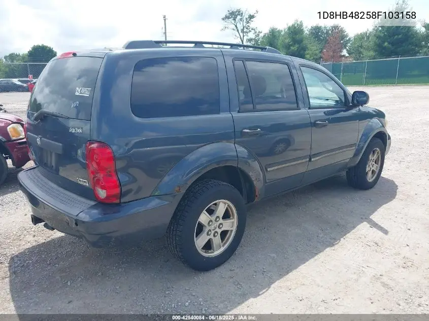 2008 Dodge Durango Slt VIN: 1D8HB48258F103158 Lot: 42540084