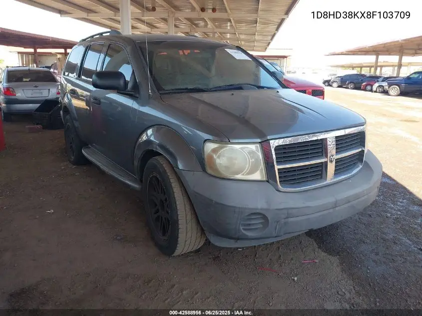 2008 Dodge Durango Sxt VIN: 1D8HD38KX8F103709 Lot: 42588956