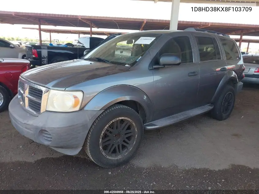 2008 Dodge Durango Sxt VIN: 1D8HD38KX8F103709 Lot: 42588956