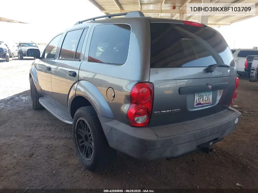 2008 Dodge Durango Sxt VIN: 1D8HD38KX8F103709 Lot: 42588956