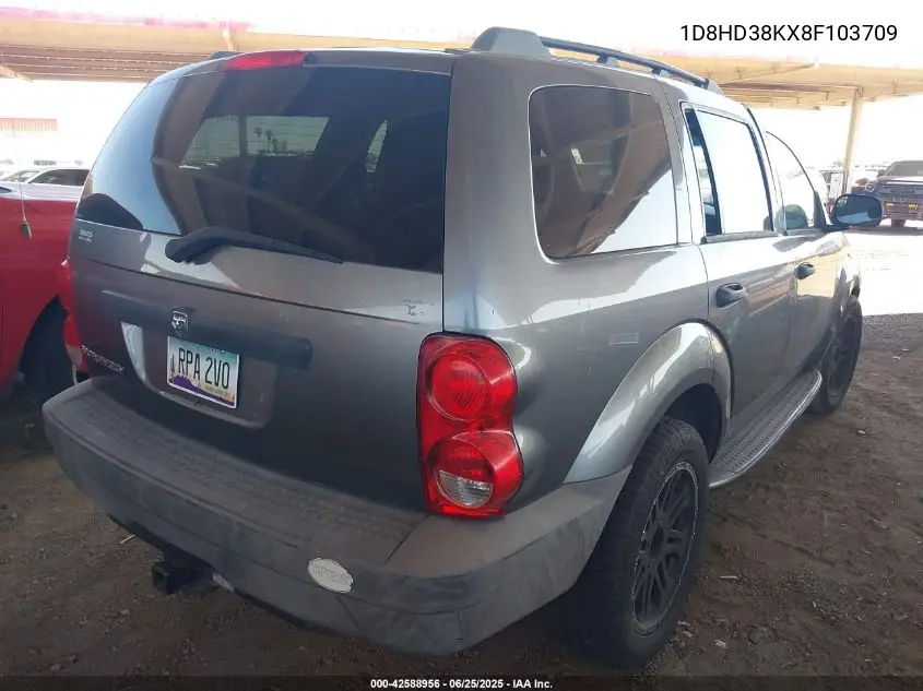 2008 Dodge Durango Sxt VIN: 1D8HD38KX8F103709 Lot: 42588956