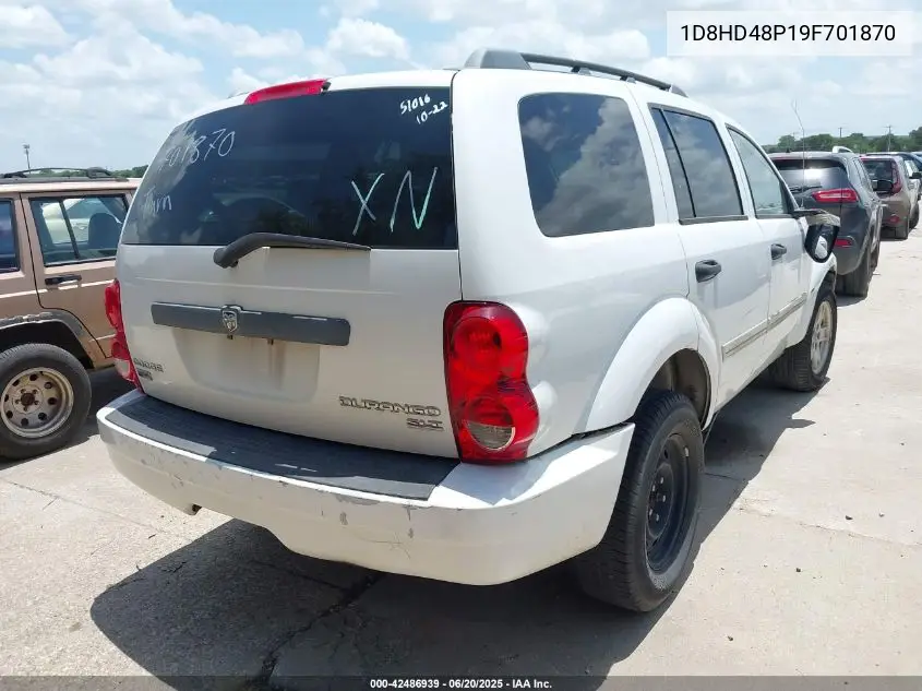2009 Dodge Durango Slt VIN: 1D8HD48P19F701870 Lot: 42486939