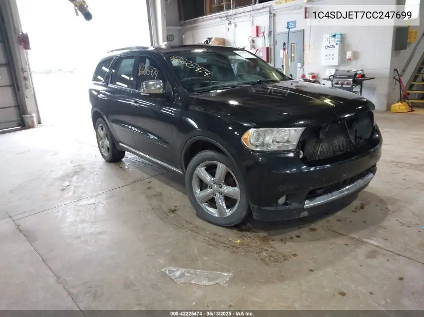 2012 Dodge Durango Citadel VIN: 1C4SDJET7CC247699 Lot: 42225474