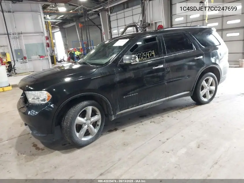 2012 Dodge Durango Citadel VIN: 1C4SDJET7CC247699 Lot: 42225474