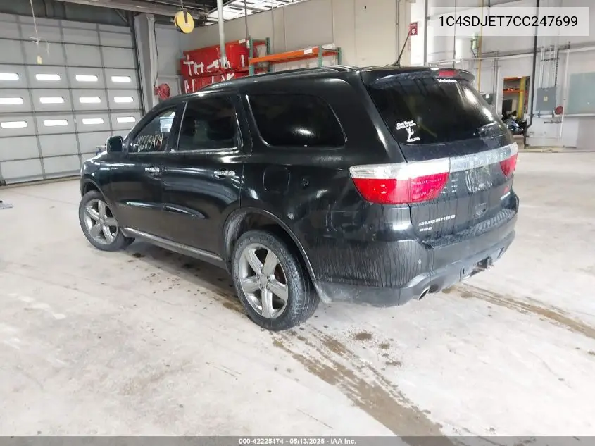 2012 Dodge Durango Citadel VIN: 1C4SDJET7CC247699 Lot: 42225474
