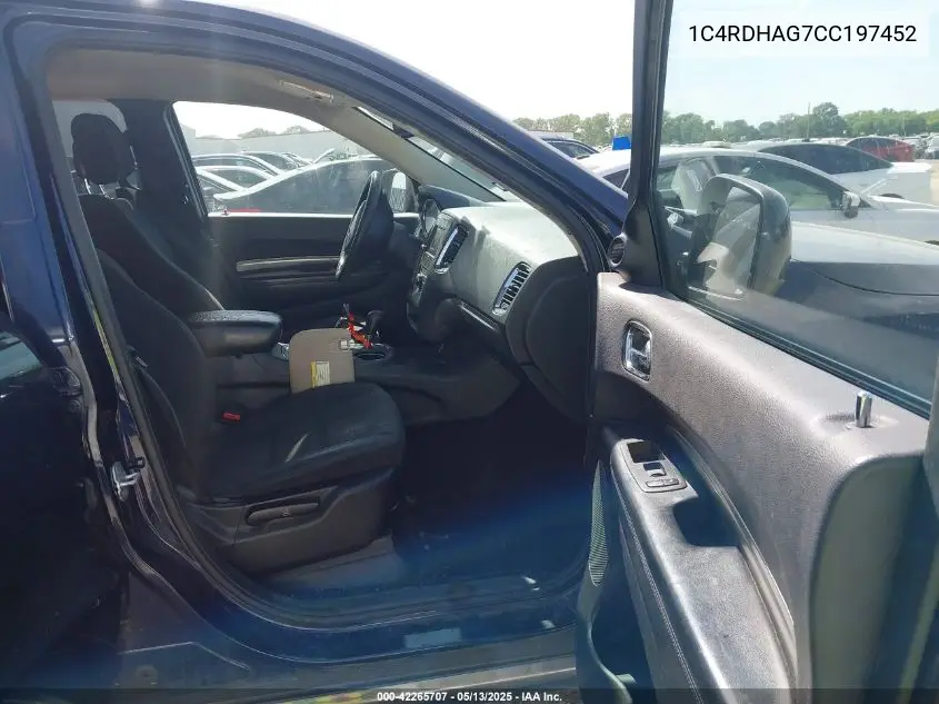 2012 Dodge Durango Sxt VIN: 1C4RDHAG7CC197452 Lot: 42265707