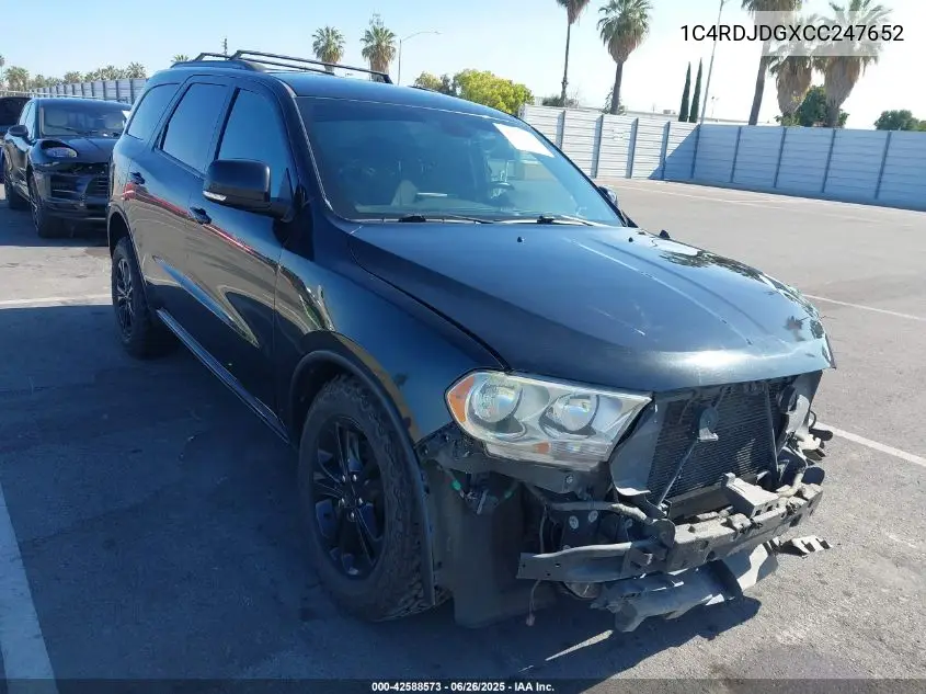 2012 Dodge Durango Crew VIN: 1C4RDJDGXCC247652 Lot: 42588573