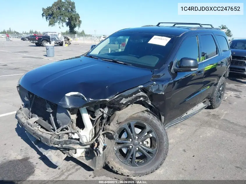 2012 Dodge Durango Crew VIN: 1C4RDJDGXCC247652 Lot: 42588573