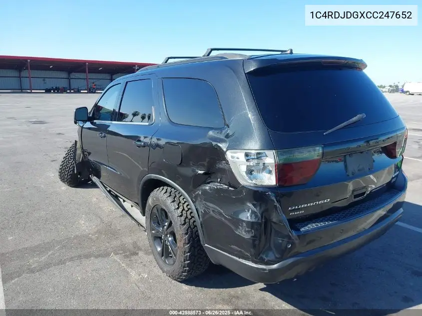 2012 Dodge Durango Crew VIN: 1C4RDJDGXCC247652 Lot: 42588573