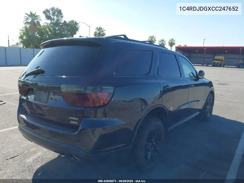 2012 Dodge Durango Crew VIN: 1C4RDJDGXCC247652 Lot: 42588573