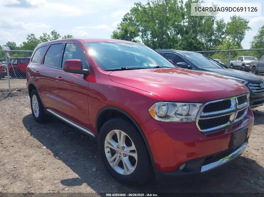 2013 Dodge Durango Sxt VIN: 1C4RDJAG9DC691126 Lot: 42593868