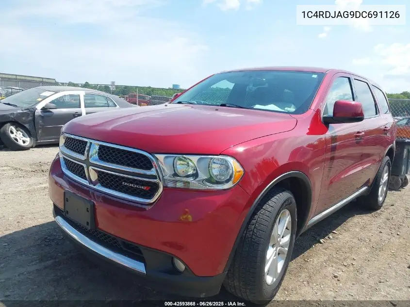 2013 Dodge Durango Sxt VIN: 1C4RDJAG9DC691126 Lot: 42593868