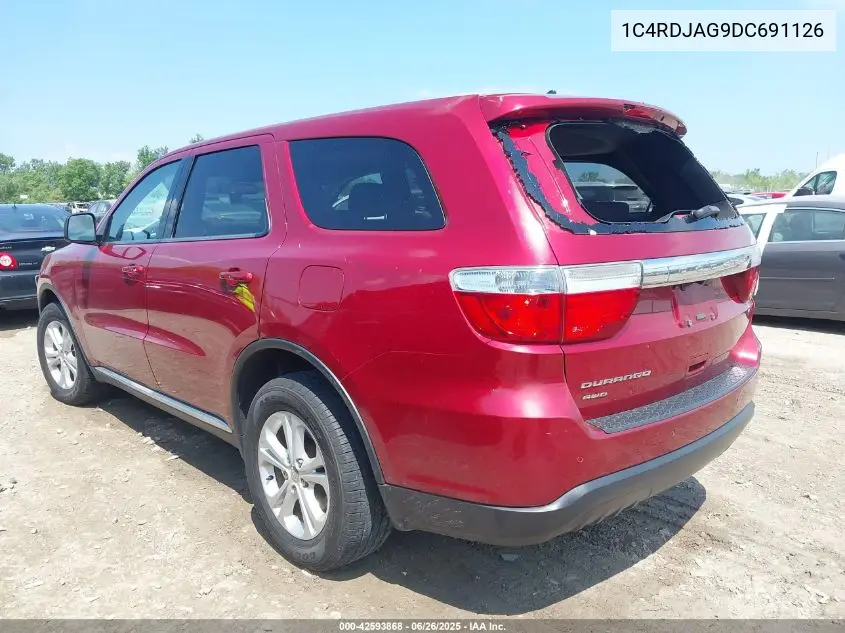 2013 Dodge Durango Sxt VIN: 1C4RDJAG9DC691126 Lot: 42593868