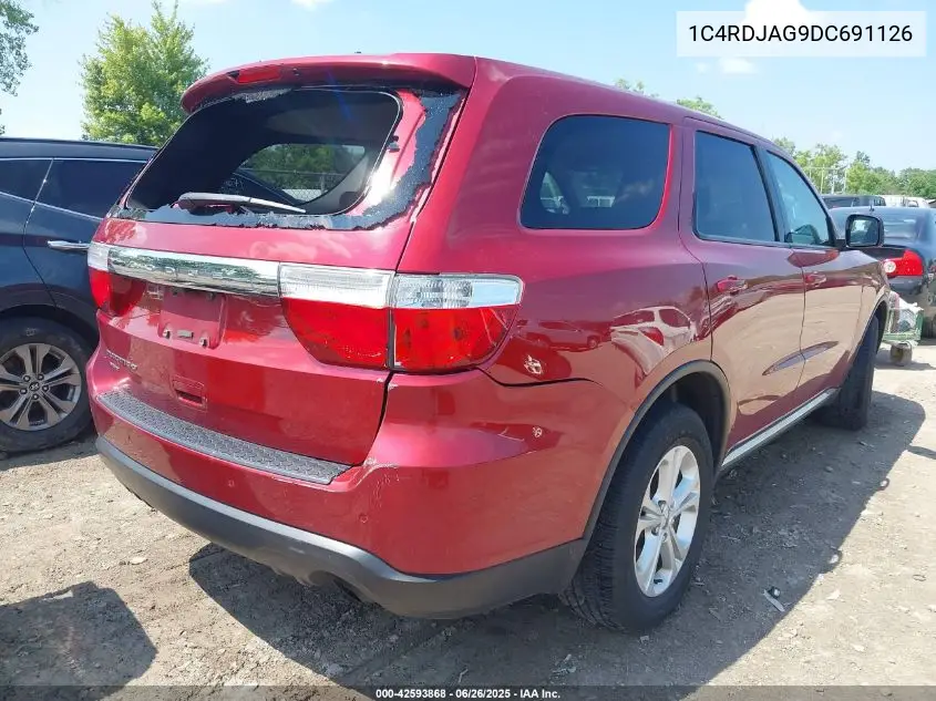2013 Dodge Durango Sxt VIN: 1C4RDJAG9DC691126 Lot: 42593868