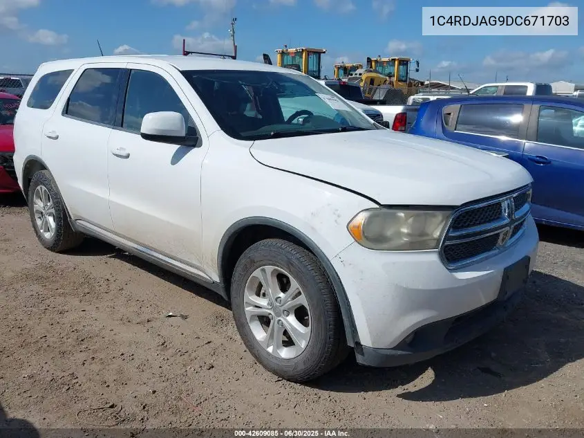 2013 Dodge Durango Sxt VIN: 1C4RDJAG9DC671703 Lot: 42609085