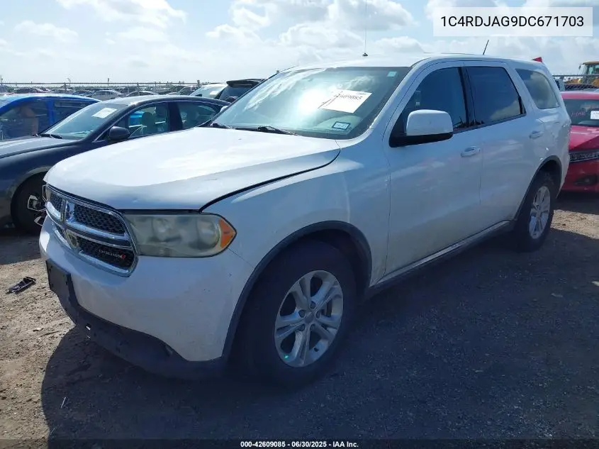 2013 Dodge Durango Sxt VIN: 1C4RDJAG9DC671703 Lot: 42609085