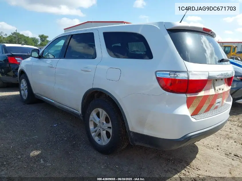 2013 Dodge Durango Sxt VIN: 1C4RDJAG9DC671703 Lot: 42609085