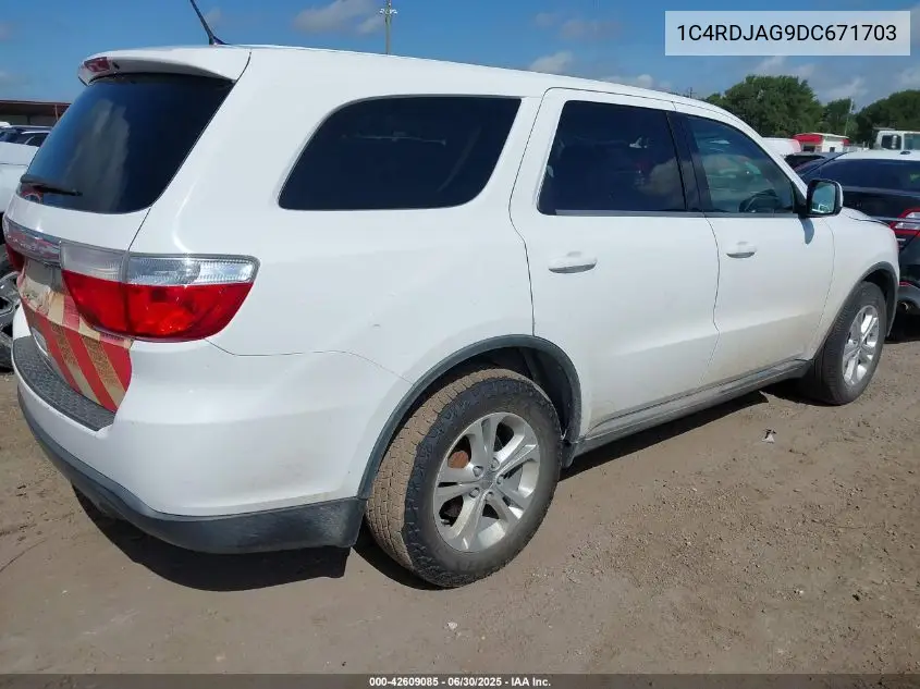 2013 Dodge Durango Sxt VIN: 1C4RDJAG9DC671703 Lot: 42609085