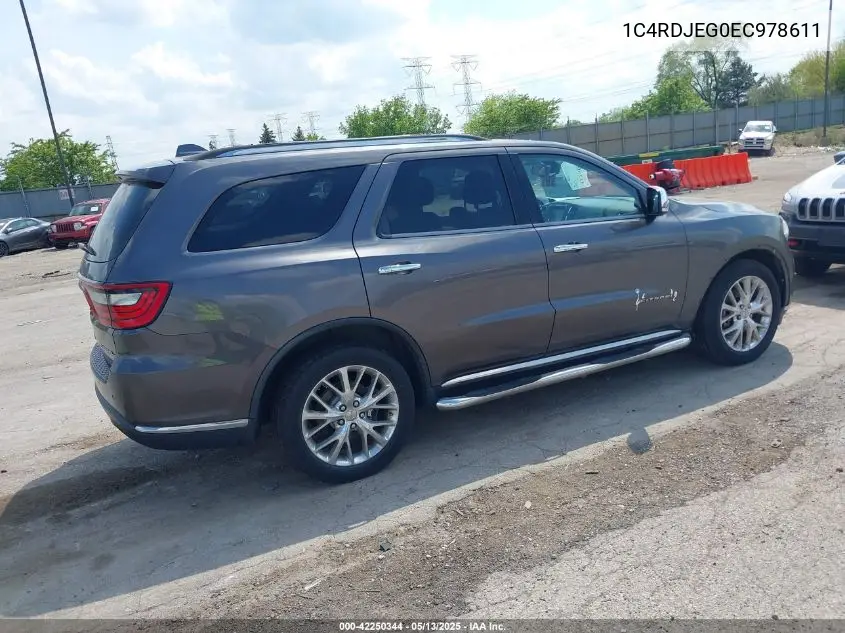 2014 Dodge Durango Citadel VIN: 1C4RDJEG0EC978611 Lot: 42250344
