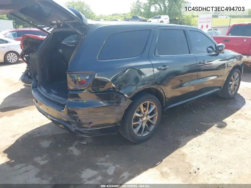 2014 Dodge Durango R/T VIN: 1C4SDHCT3EC494703 Lot: 42254467