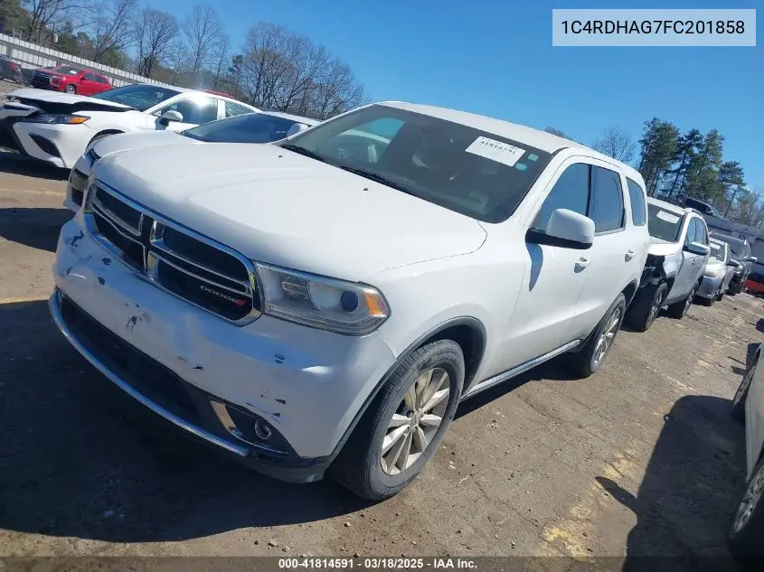 2015 Dodge Durango Sxt VIN: 1C4RDHAG7FC201858 Lot: 41814591