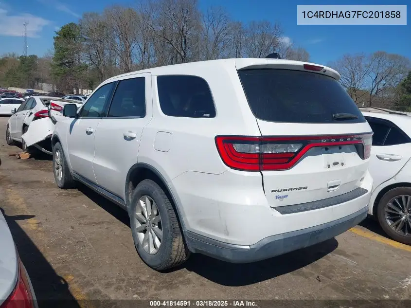 2015 Dodge Durango Sxt VIN: 1C4RDHAG7FC201858 Lot: 41814591