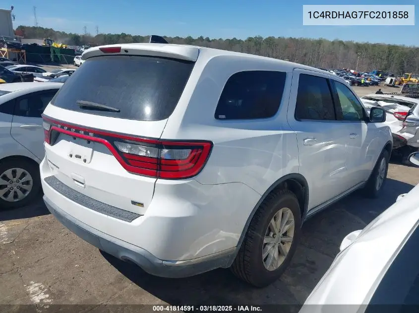2015 Dodge Durango Sxt VIN: 1C4RDHAG7FC201858 Lot: 41814591