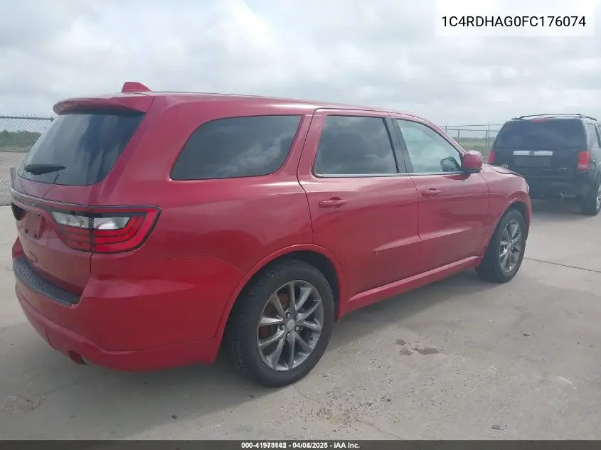 2015 Dodge Durango Sxt VIN: 1C4RDHAG0FC176074 Lot: 41973142