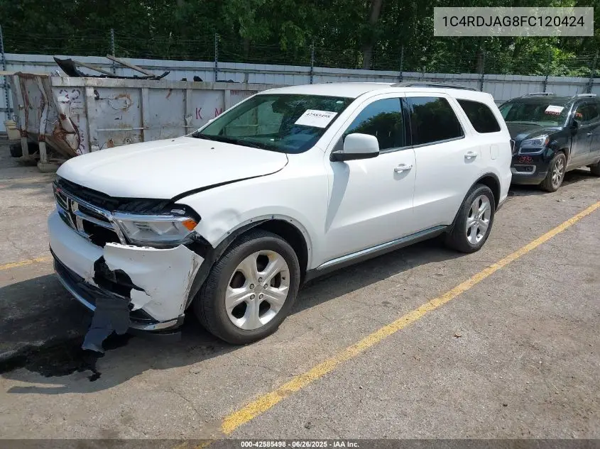 2015 Dodge Durango Sxt VIN: 1C4RDJAG8FC120424 Lot: 42585498