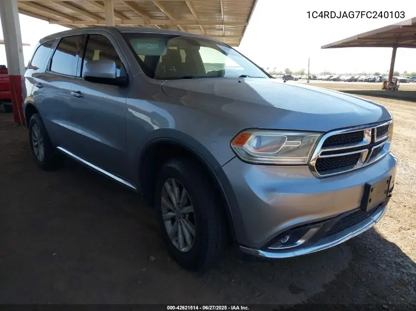 2015 Dodge Durango Sxt VIN: 1C4RDJAG7FC240103 Lot: 42621514
